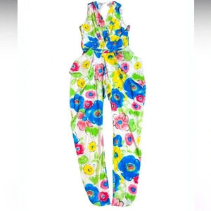 Blingor Floral print Jumpsuits Genie style white blue pink size XS